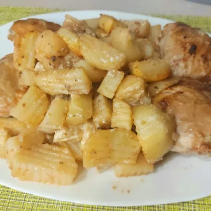 Рецепт: Куриное филе с картофелем в рукаве