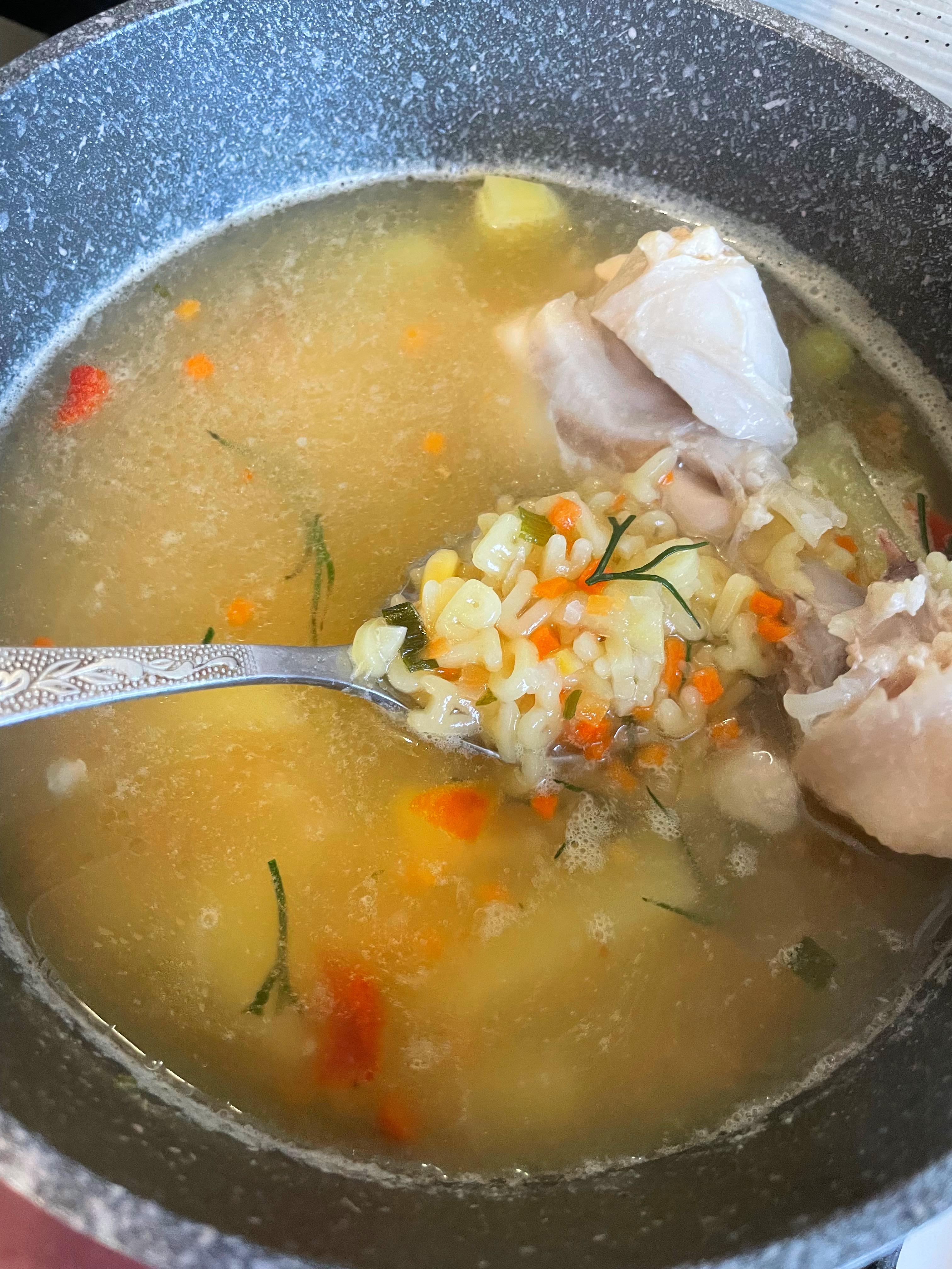 Куриный суп с буквами для детей 