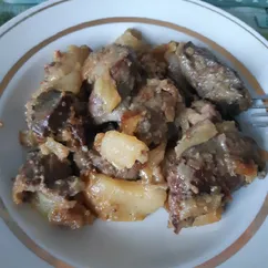 Куриная печень с яблоками