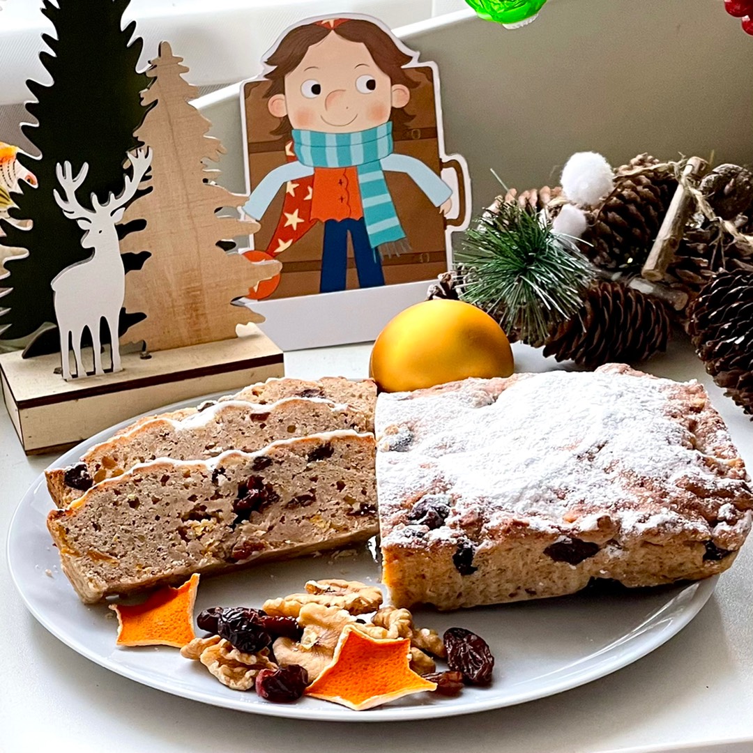 Рождественский кекс с творогом (безалкогольный немецкий штоллен)