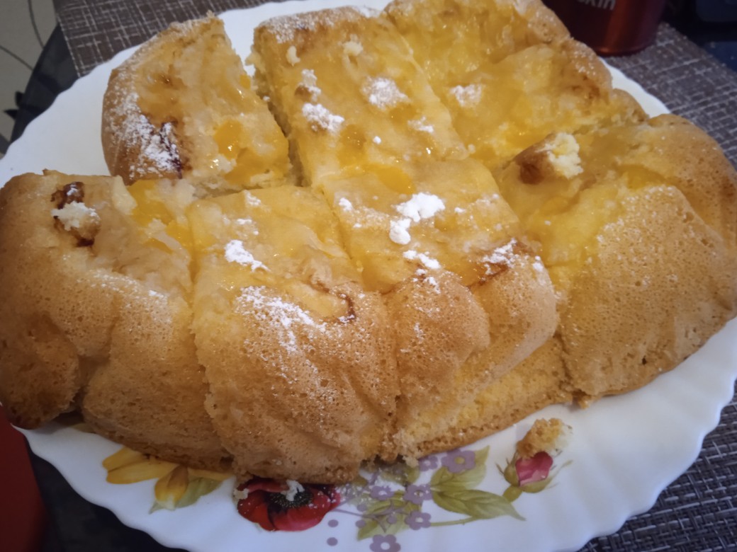 Шарлотка с яблоком и нектарином🍎🍑