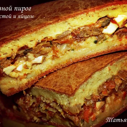 Заливной пирог с капустой и яйцом