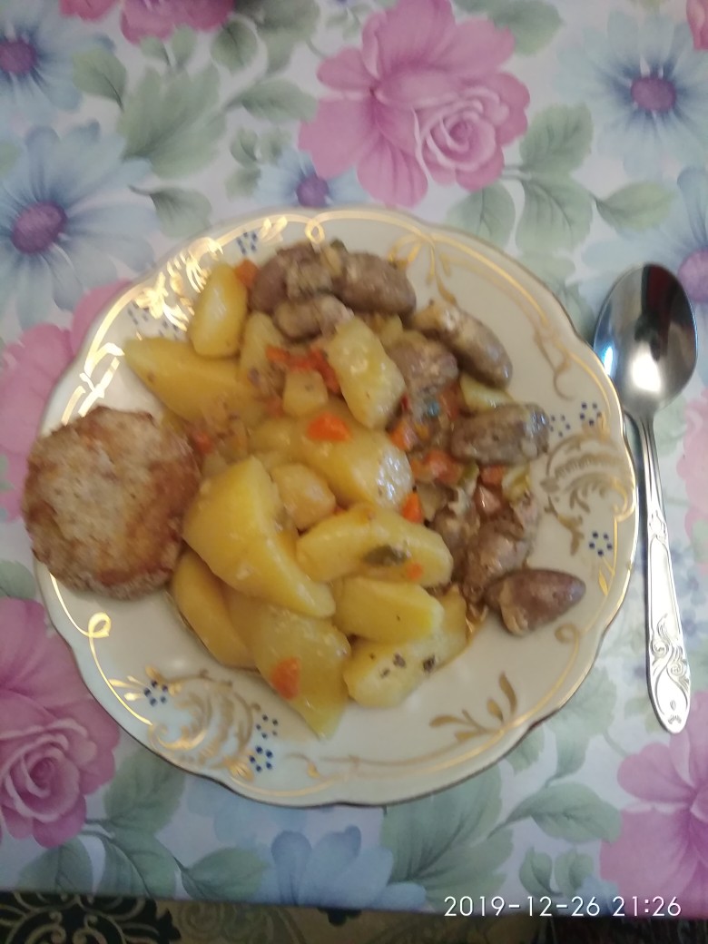 Жаркое из куринных сердечек