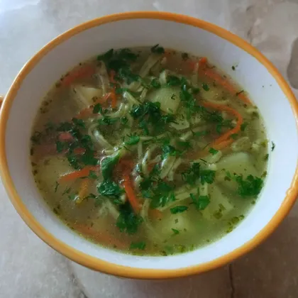 Куриный суп с домашней лапшой с петрушкой