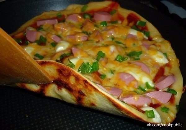 Пицца за 10 минут на сковороде – пошаговый рецепт