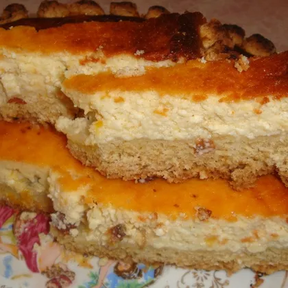 Потрясающе вкусный Творожный пирог с ванильным пудингом