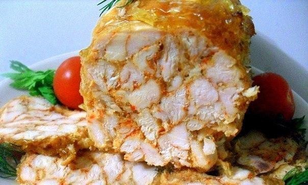 Сногсшибательный куриный рулет "Мраморный"