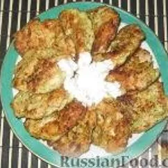 Оладьи из куриной грудки и кабачка