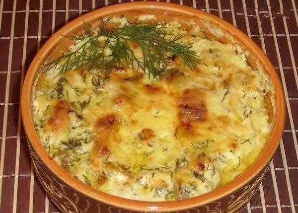 Курица в горшочках с картошкой и грибами