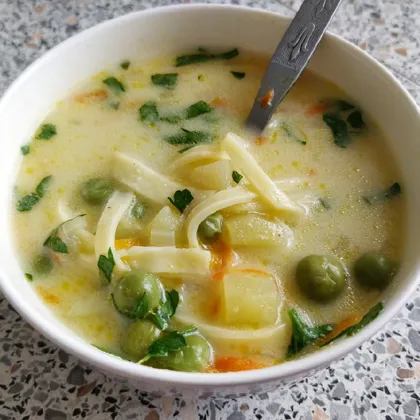 Сырный суп с горошком + бонус