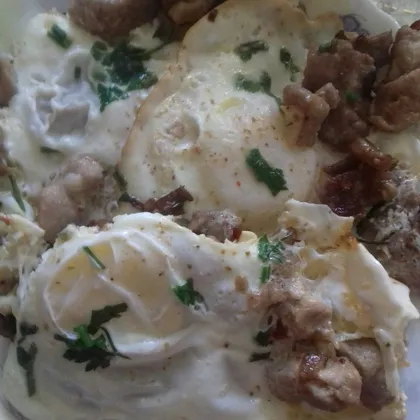 Мужской завтрак, свининка жареная с яйцом