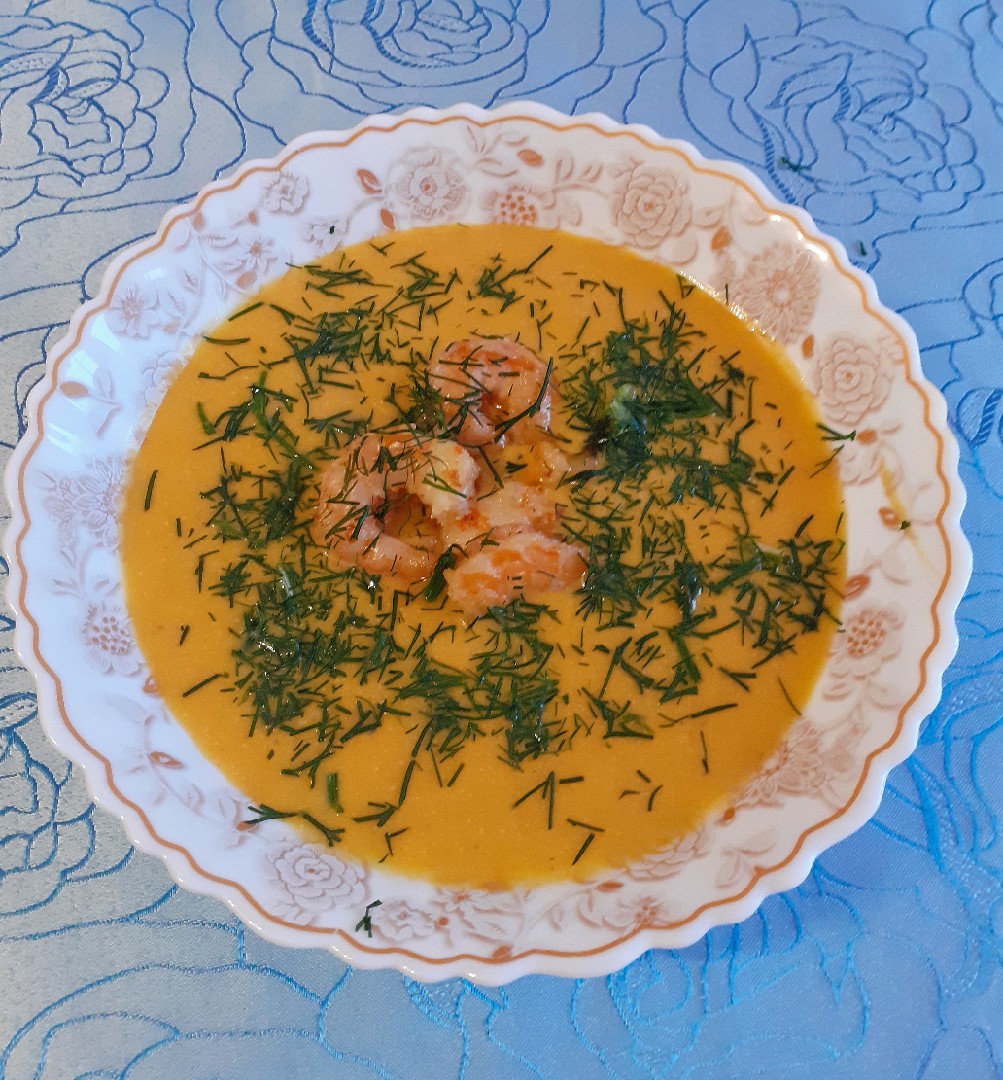 Тыквенный крем - суп с креветками