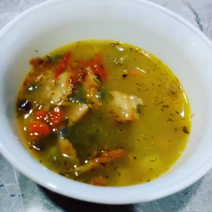 Рыбный суп с копчёной камбалой