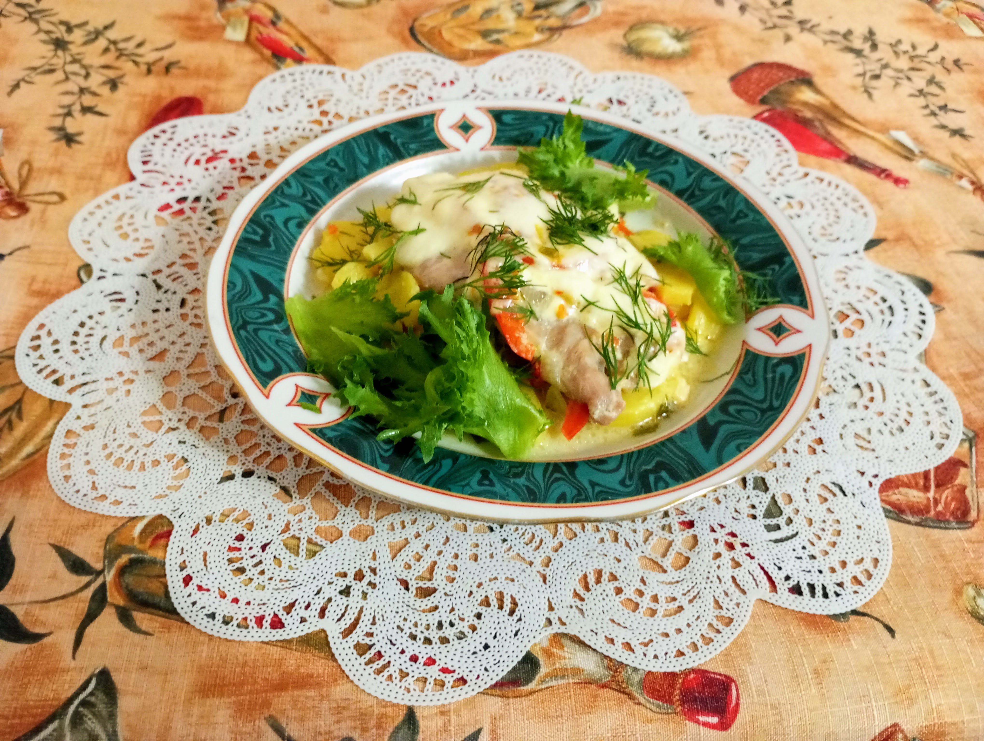 Мясо куриное по-французски с картофелем