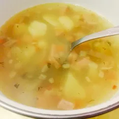 Суп с рисом и колбасой