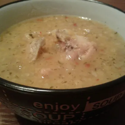 Суп из чечевицы на свином бульоне