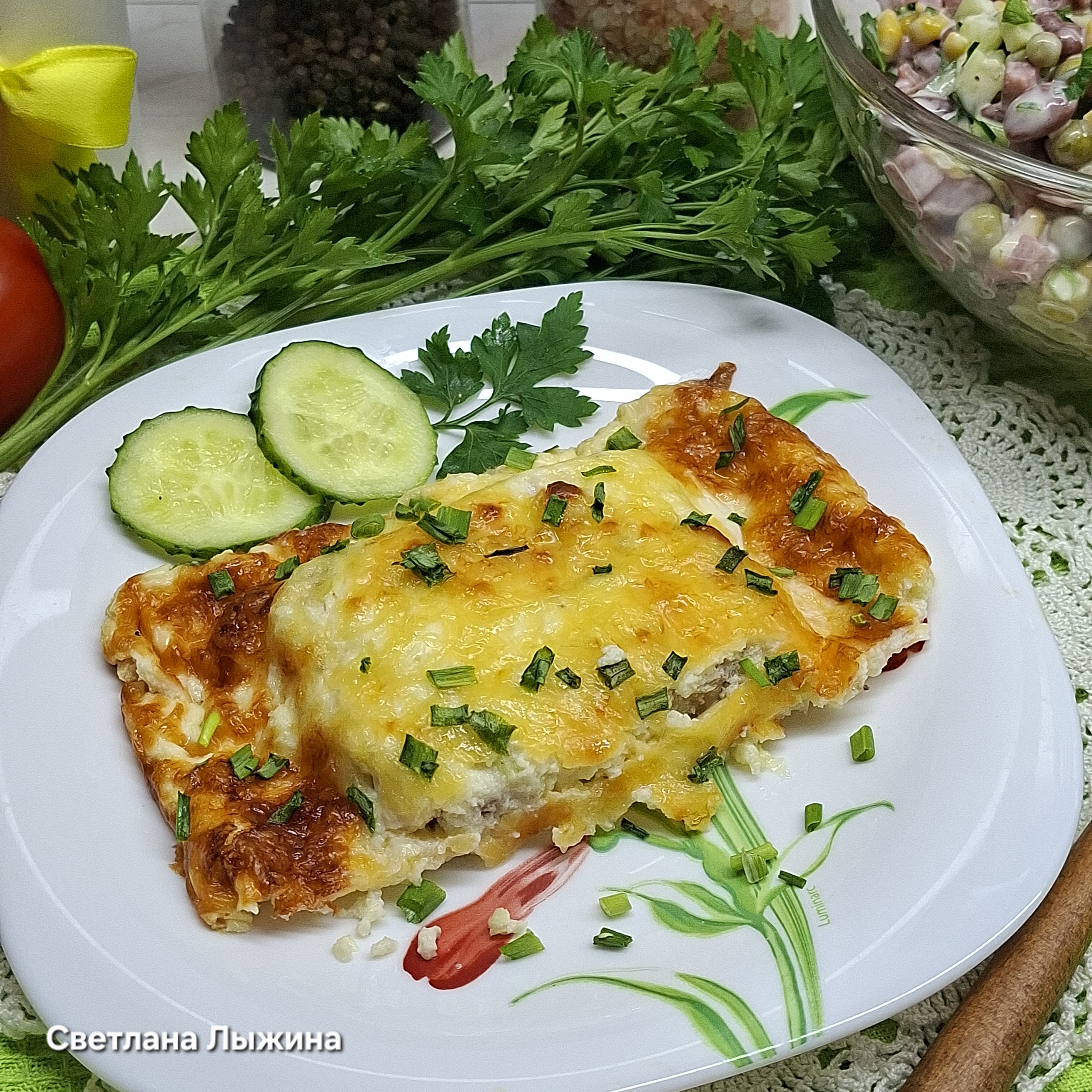 Филе минтая в брикетах с греческой заливкой в духовке