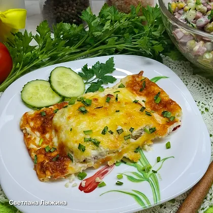 Филе минтая в брикетах с греческой заливкой в духовке