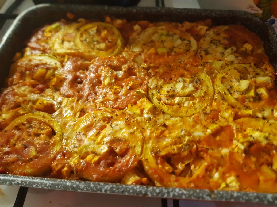 Кабачковая запеканка с куриным фаршем