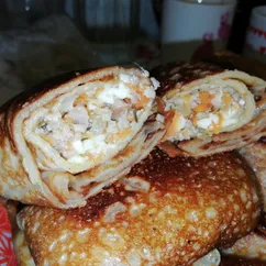 Блинчики фаршированные мясом