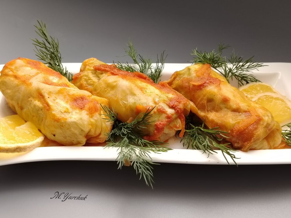 Голубцы с куриным фаршем и рисом 