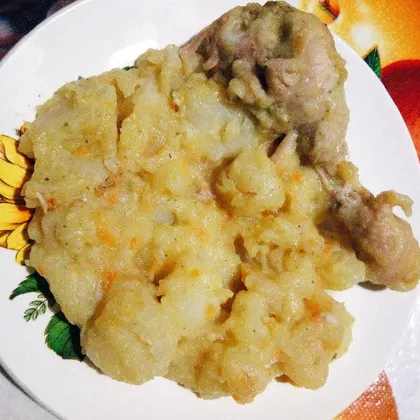 Картошка тушёная с курицей