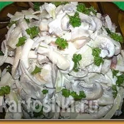 Салат из картофеля с солёными (консервированными) грибами