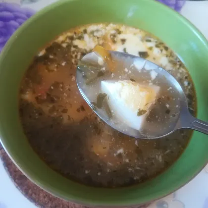Суп с щавелем и яйцом
