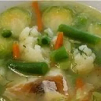 Овощной постный суп с рыбой