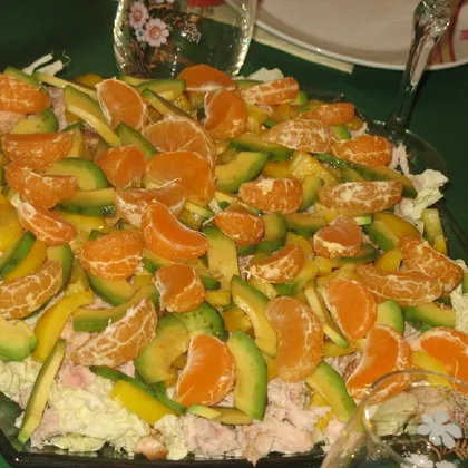 Новогодний салат с мандаринами и авокадо