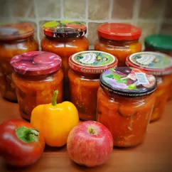 Лечо с болгарским перцем 🌶️, баклажанами🍆 и яблоками 🍏