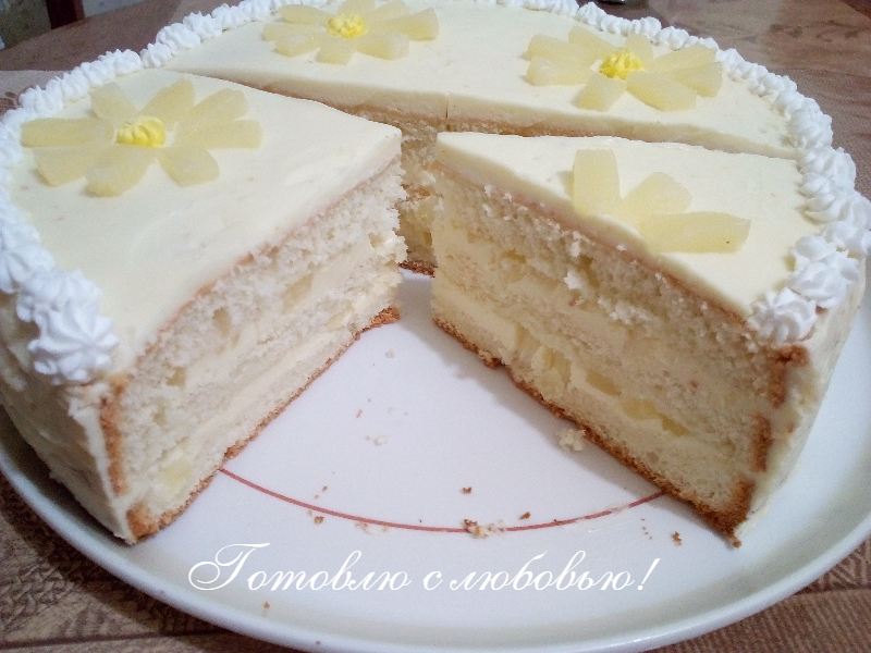 Торт «Ананасовый» – пошаговый рецепт приготовления с фото