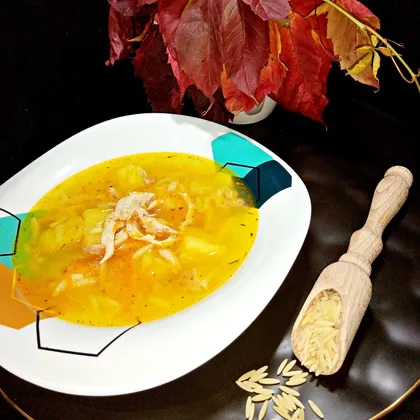 Суп на курином бульоне с пастой Risoni (orzo) 