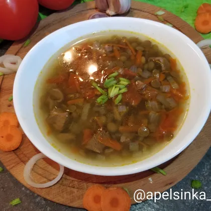 Суп с индейкой и зелёной чечевицей