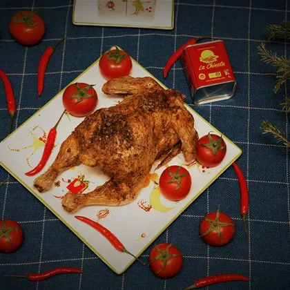 Курица на соленой подушке с острой копченой паприкой