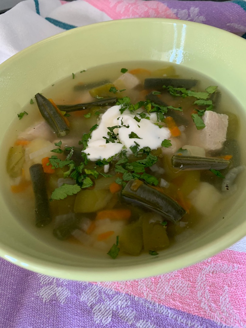 Суп с индейкой и зелёной фасолью