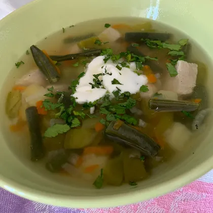 Суп с индейкой и зелёной фасолью