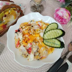 Яичница - скрембл с крабовым мясом