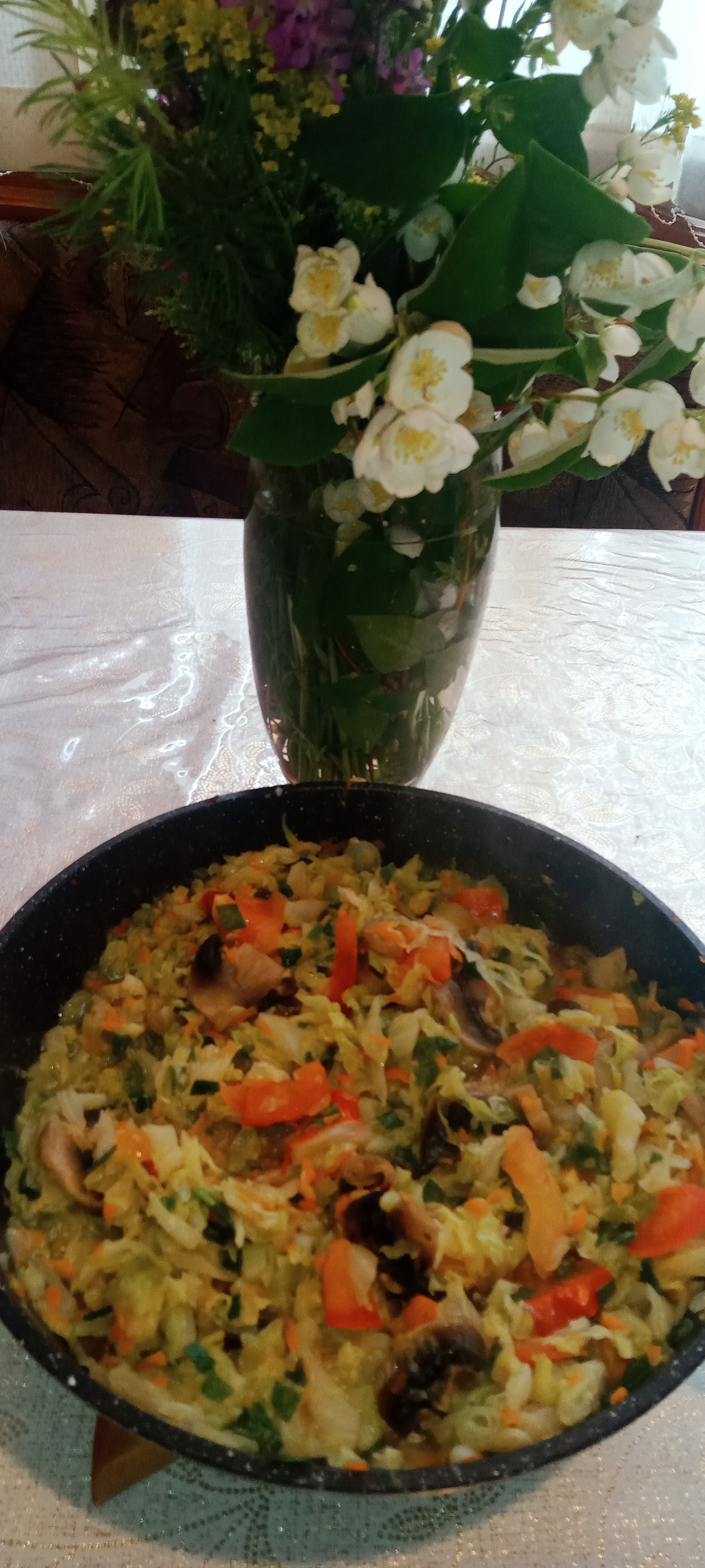 Капуста с шампиньонами