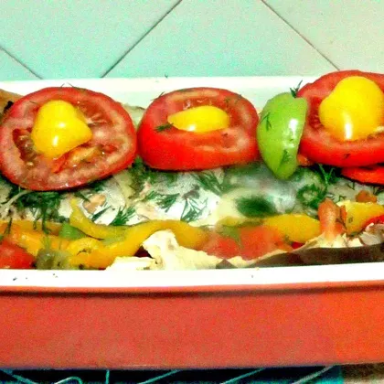Рыба, запечённая в лаваше с овощами