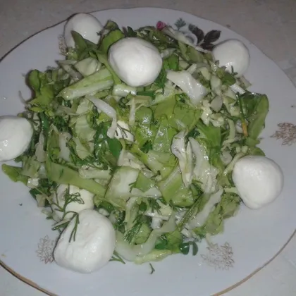Салат с моцареллой и зеленью