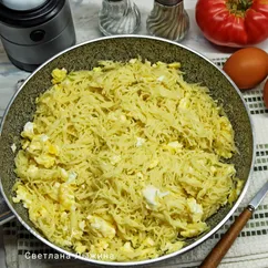Макароны с сахаром и яйцом