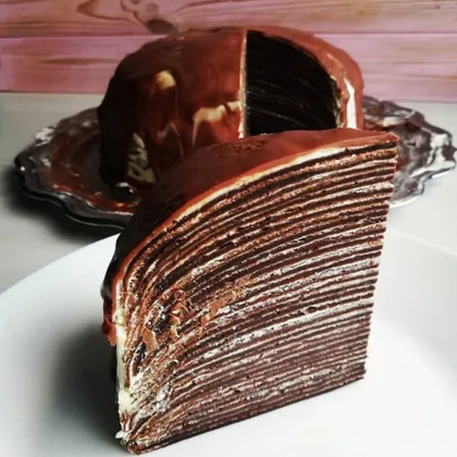 Блинный торт с маскарпоне в шоколаде