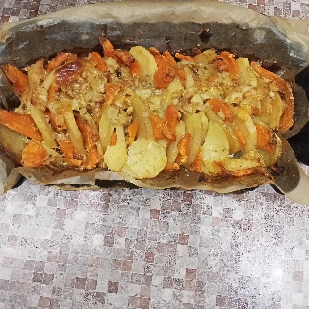Тыква, запечённая в духовке с картошкой — пошаговый рецепт с фото