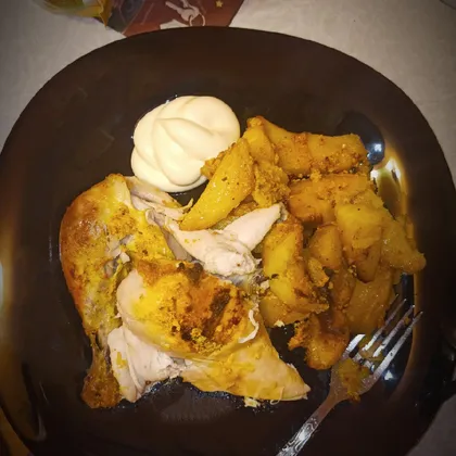Курица с картофелем в сметане