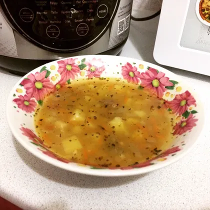 Густой суп с куриными сердечками в мультиварке