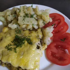 Запеканка с курицей и грибами