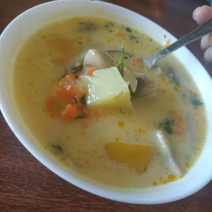 Суп с грибами и кабачком