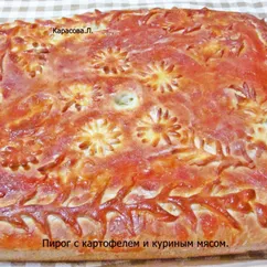 Пирог с картофелем и куриным мясом