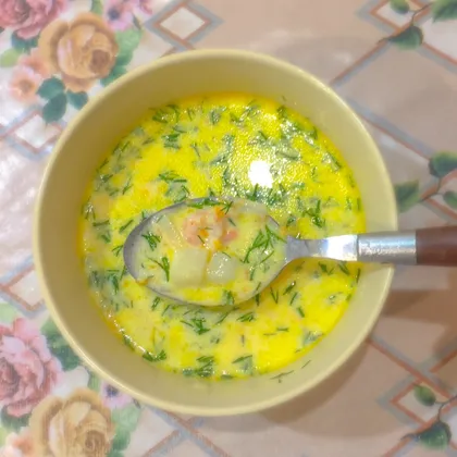 Суп сырный с креветками